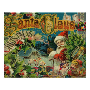 Viktorianischer Weihnachtsmann Weihnachtscollage A Poster