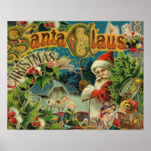 Viktorianischer Weihnachtsmann Weihnachtscollage A Poster