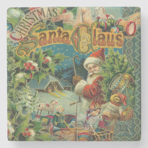 Viktorianischer Weihnachtsmann Weihnachtscollage A Steinuntersetzer