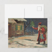 Viktorianischer Weihnachtsmann wünscht Ihnen ein f Postkarte (Vorne/Hinten)
