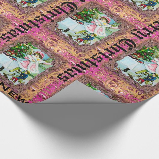 Viktorianischer Weihnachtsnachmittag fertigen Geschenkpapier (Ecke)