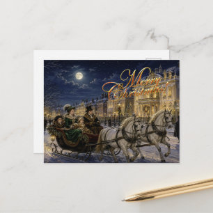 Viktorianischer Weihnachtsschlittenritt bei Mondli Feiertagspostkarte