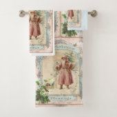 Viktorianischer Weihnachtsstil in Rosa Badhandtuch Set (Insitu)
