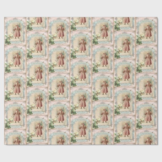 Viktorianischer Weihnachtsstil in Rosa Geschenkpapier (Flach)