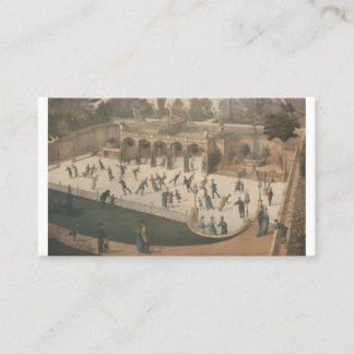 Viktorianischer Winter-Eislauf-Lithographie Visitenkarte