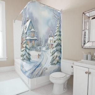 Viktorianischer Winterschnee im Haus Duschvorhang
