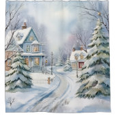 Viktorianischer Winterschnee im Haus Duschvorhang (Vorderseite)