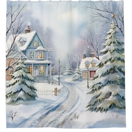 Viktorianischer Winterschnee im Haus Duschvorhang (Vorderseite)