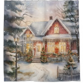 Viktorianischer Winterschnee im Haus Duschvorhang (Vorderseite)