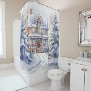 Viktorianischer Winterschnee im Haus Duschvorhang