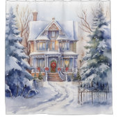 Viktorianischer Winterschnee im Haus Duschvorhang (Vorderseite)