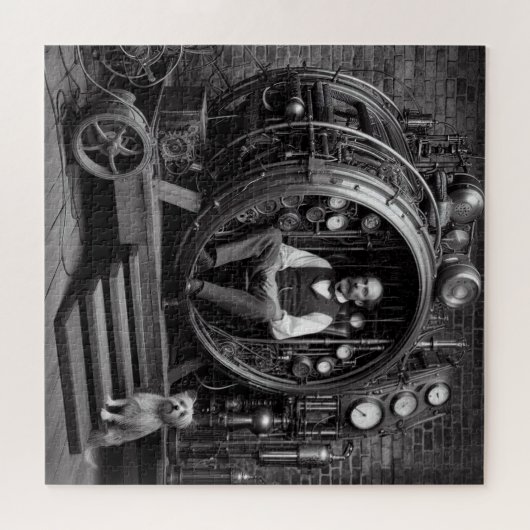 Viktorianischer Wissenschaftler Steampunk-Zeitmasc Puzzle (Horizontal)
