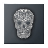 Viktorianischer Zuckerschädel Fliese (Vorderseite)