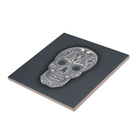 Viktorianischer Zuckerschädel Fliese (Seite)