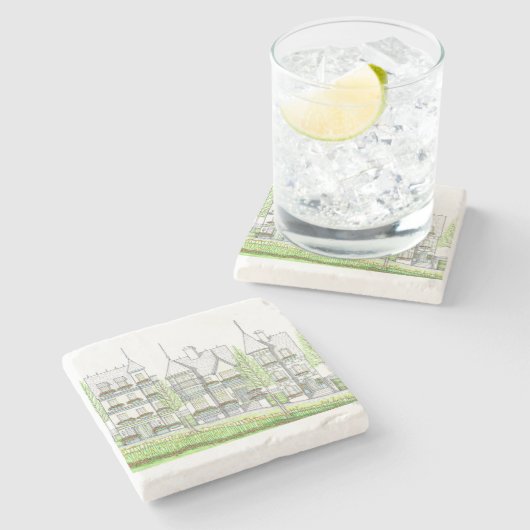 Viktorianischer Zuhause-Marble-Untersetzer Steinuntersetzer (Seitenansicht)