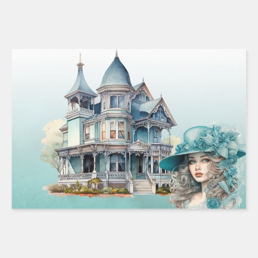 Viktorianisches 3-teiliges Set Geschenkpapier Set (Vorderseite 3)