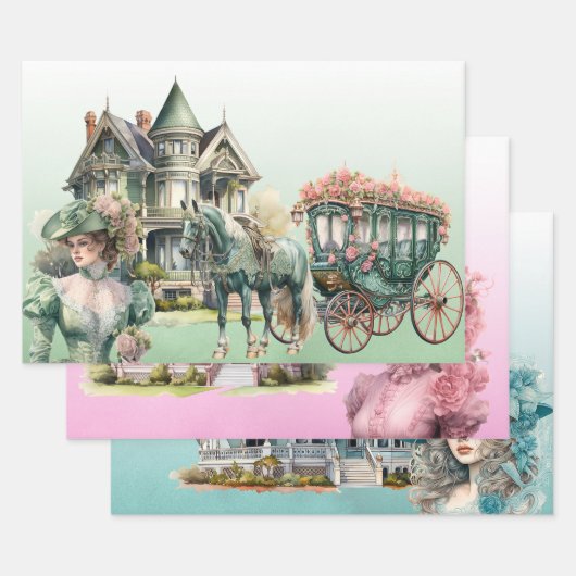 Viktorianisches 3-teiliges Set Geschenkpapier Set (Set)