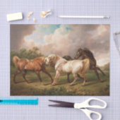 Viktorianisches Anmalen von 3 Pferden (nicht KI) Seidenpapier (Handwerk)