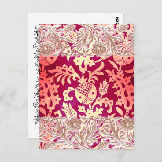 Viktorianisches Arabesque, POMEGRANATE NOUVEAU Postkarte (Vorne/Hinten)