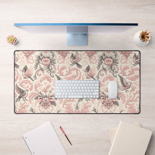 Viktorianisches Aviar: Ein rosa, pastellfarbener G Schreibtischunterlage (Büro 1)