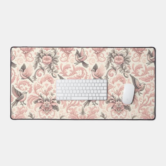 Viktorianisches Aviar: Ein rosa, pastellfarbener G Schreibtischunterlage (Tastatur & Maus)