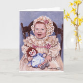 Viktorianisches Baby mit Puppe Karte (Gelbe Blume)