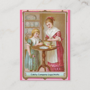 Viktorianisches Backen von Mutter und Tochter Visitenkarte