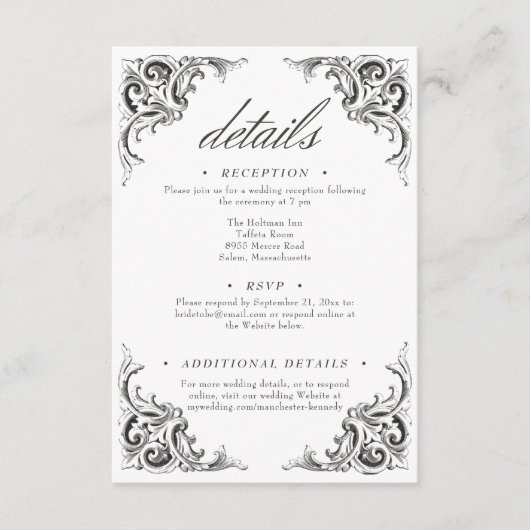 Viktorianisches Bad bis zum Tod Schwarz-weiß Hochz Begleitkarte (Vorderseite)