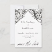 Viktorianisches Bad bis zum Tod Schwarz-weiß Hochz Save The Date (Vorderseite)