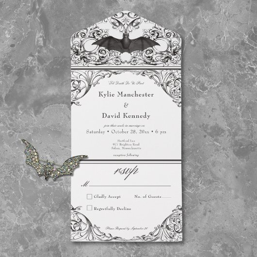 Viktorianisches Bad bis zum Tod Schwarz-weiß kein All In One Einladung