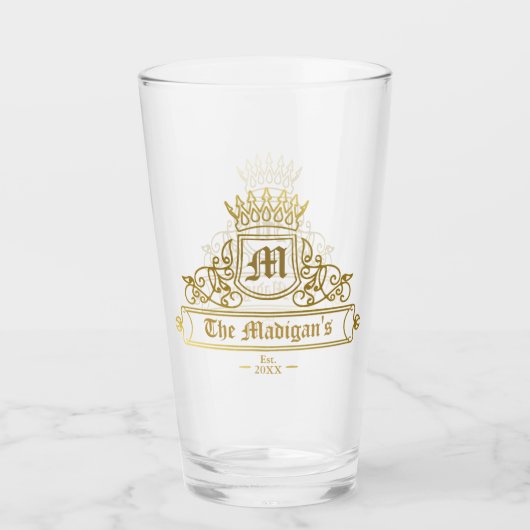 Viktorianisches Bar-Monogramm-Kronenfarbe Glas (Vorderseite)