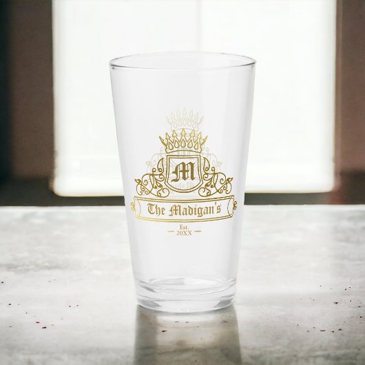 Viktorianisches Bar-Monogramm-Kronenfarbe Glas
