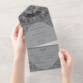 Viktorianisches Bat bis zum Schwarzen & Grauen Abe All In One Einladung (Abreißen)