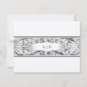 Viktorianisches Bat bis zum Tod Black & Tan Hochze RSVP Karte (Rückseite)