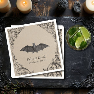 Viktorianisches Bat bis zum Tod Black & Tan Hochze Serviette