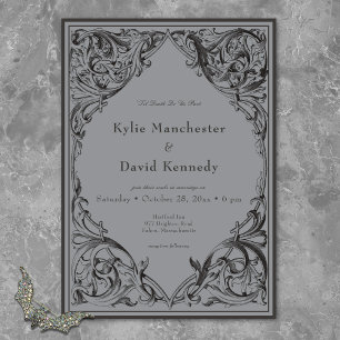 Viktorianisches Bat bis zum Tod Schwarz & Grau Hoc Einladung