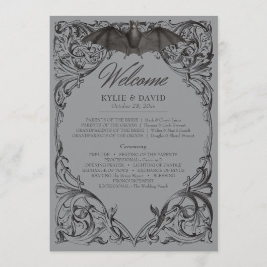 Viktorianisches Bat bis zum Tod Schwarz & Grau Hoc Programm (Vorderseite)