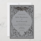 Viktorianisches Bat bis zum Tod Schwarz & Grau zwe Einladung (Vorderseite)