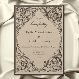 Viktorianisches Bat bis zum Tod Schwarz & Tan Hand Einladung