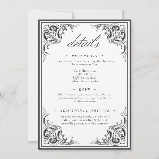 Viktorianisches Bat bis zum Tod Schwarz & Weiß zwe Einladung (Rückseite)