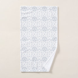 Viktorianisches Blau Toile wiederholendes Monogram Handtuch