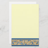 Viktorianisches Blau und Elfenbeinmuster Briefpapier (Vorne/Hinten)