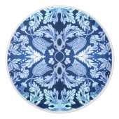 Viktorianisches blaues Muster Schubladen Keramikknauf (Vorderseite)