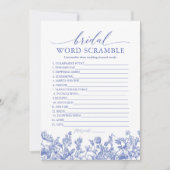 Viktorianisches Blue Floral Bridal World Scramble Einladung (Vorderseite)