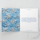 Viktorianisches Blue Snowflake Weihnachts-Foto Dankeskarte (Innenseite)