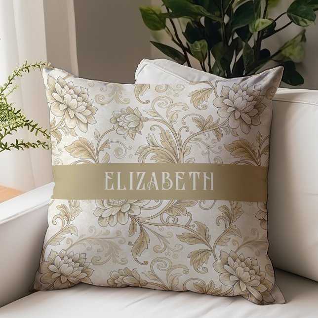 Viktorianisches Blumen-Chintz-Monogramm Name Elfen Kissen (Von Creator hochgeladen)