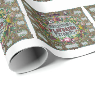 Viktorianisches Blumen-Obst-Backen vintage Küche Geschenkpapier