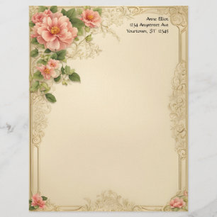 Viktorianisches Blumen- und Rahmen-Schreibpapier Briefbogen