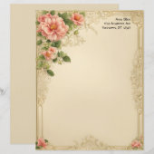 Viktorianisches Blumen- und Rahmen-Schreibpapier Briefbogen (Vorne/Hinten)