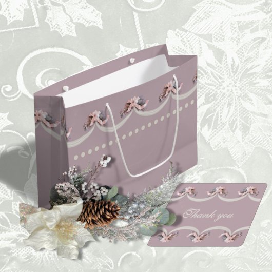 Viktorianisches Blumenband in Rose-Geschenktasche Große Geschenktüte